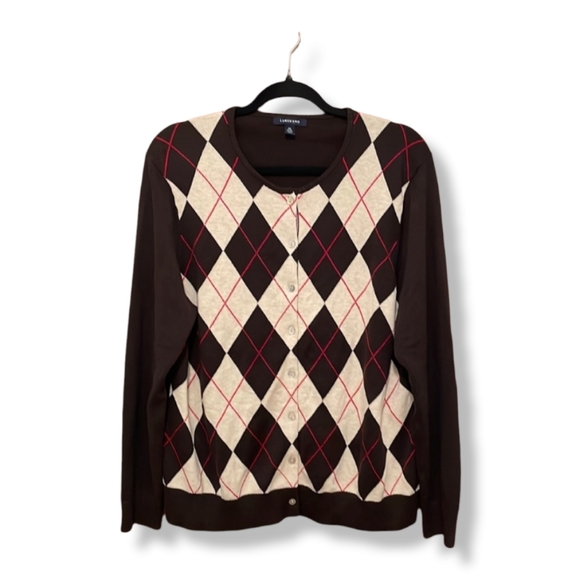 Nwot Lands End Argyle Cardigan 